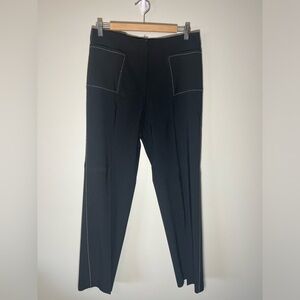 Fibers by Barbara Lesser Black Pants Size 10 Contrasting White Stitching USA